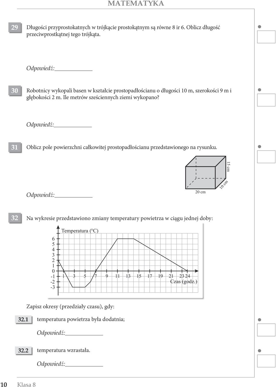 31 Oblicz pole powierzchni całkowitej prostopadłościanu przedstawionego na rysunku.