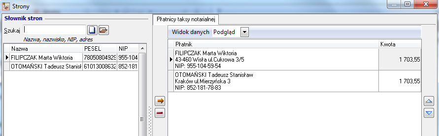 połowie - z czego, tak jak wcześniej, jedna strona będzie płacić za swoją połowę gotówką a druga przelewem. Dla podatku od czynności cywilnoprawnych wskazujemy pierwszą ze stron jako płatnika.