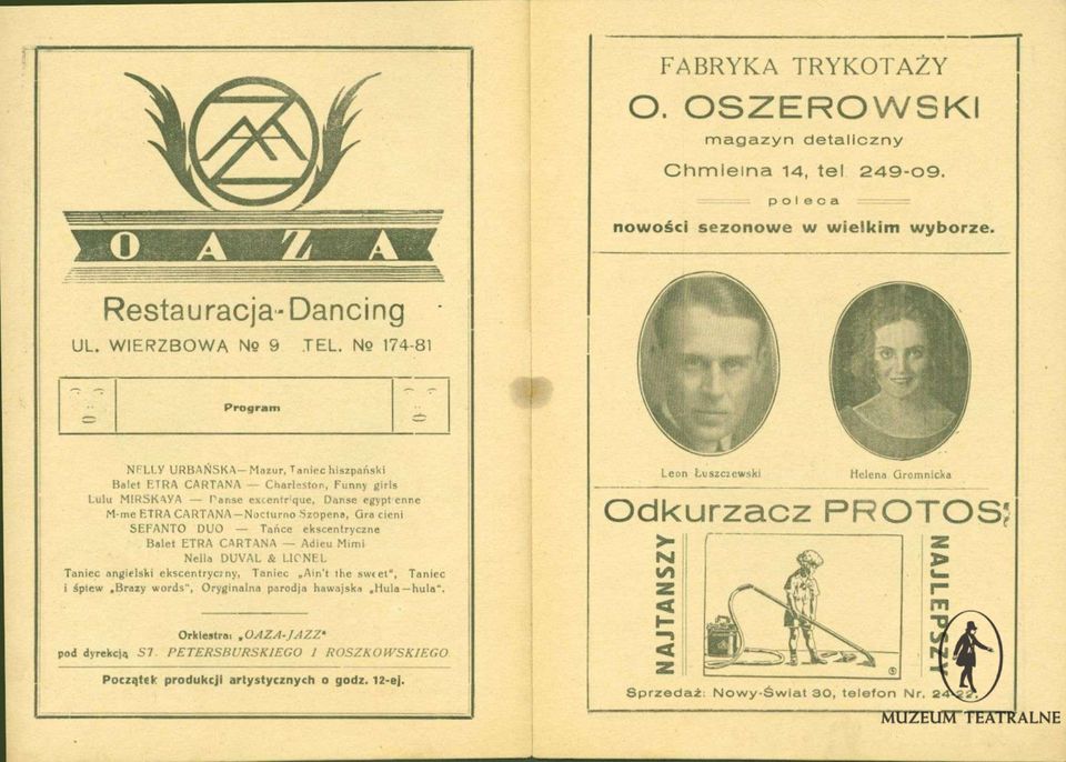 TRA CARTANA Noclurno Szopena, Gra cieni 5EFANTO DUO Tańce ekscentryczne Balet ETRA CARTANA Adieu Mimi Nella DUVAL & LICNEL Taniec angielski ekscentryciny, Taniec Ain'I ihe swi ei*. Taniec i iplew.