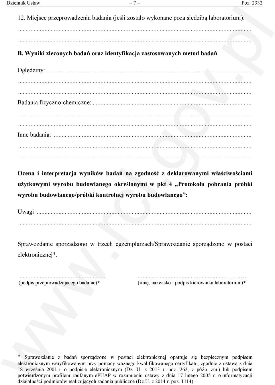 .. Ocena i interpretacja wyników badań na zgodność z deklarowanymi właściwościami użytkowymi wyrobu budowlanego określonymi w pkt 4 Protokołu pobrania próbki wyrobu budowlanego/próbki kontrolnej