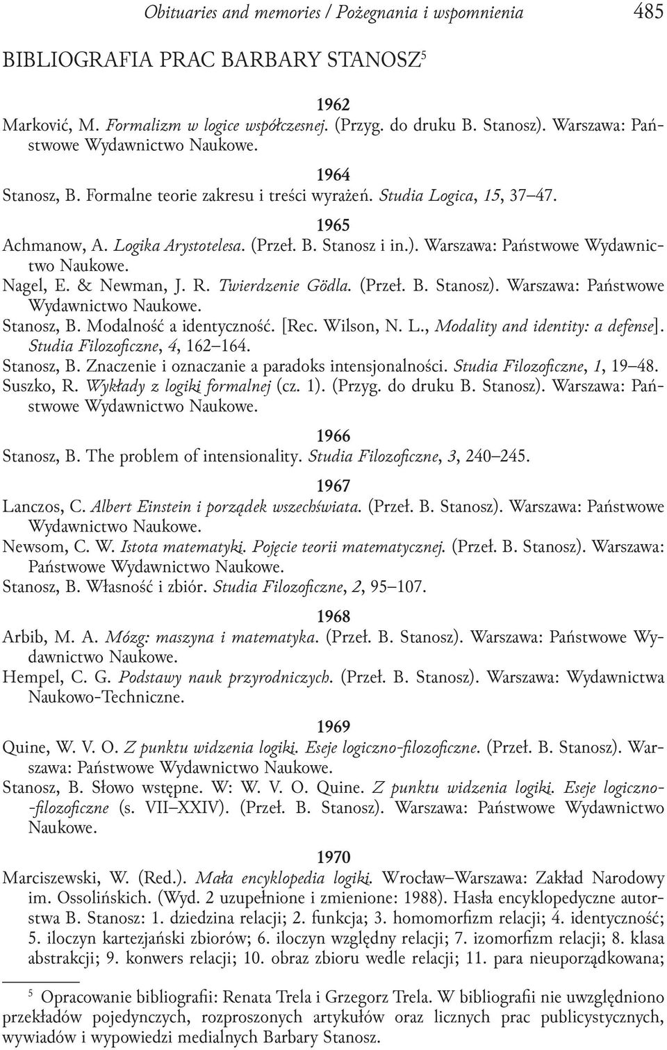 & newman, J. r. ie enie dl. (Przeł. B. Stanosz). Warszawa: Państwowe Wydawnictwo naukowe. Stanosz, B. modalność a identyczność. [rec. Wilson, n. L., od li nd iden i : de ense]. udi ilo o ne,, 162 164.