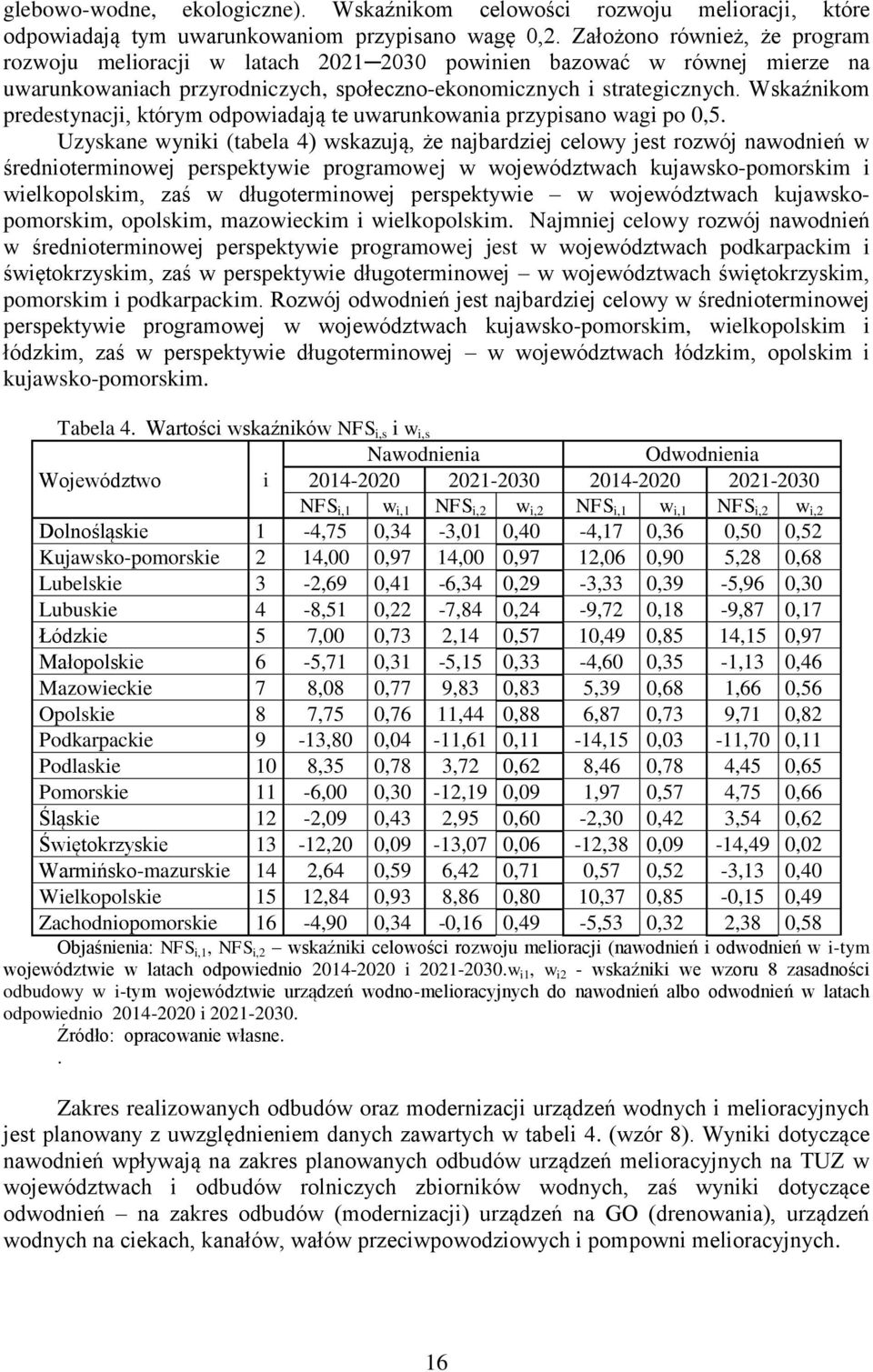 Wskaźnikom predestynacji, którym odpowiadają te uwarunkowania przypisano wagi po 0,5.