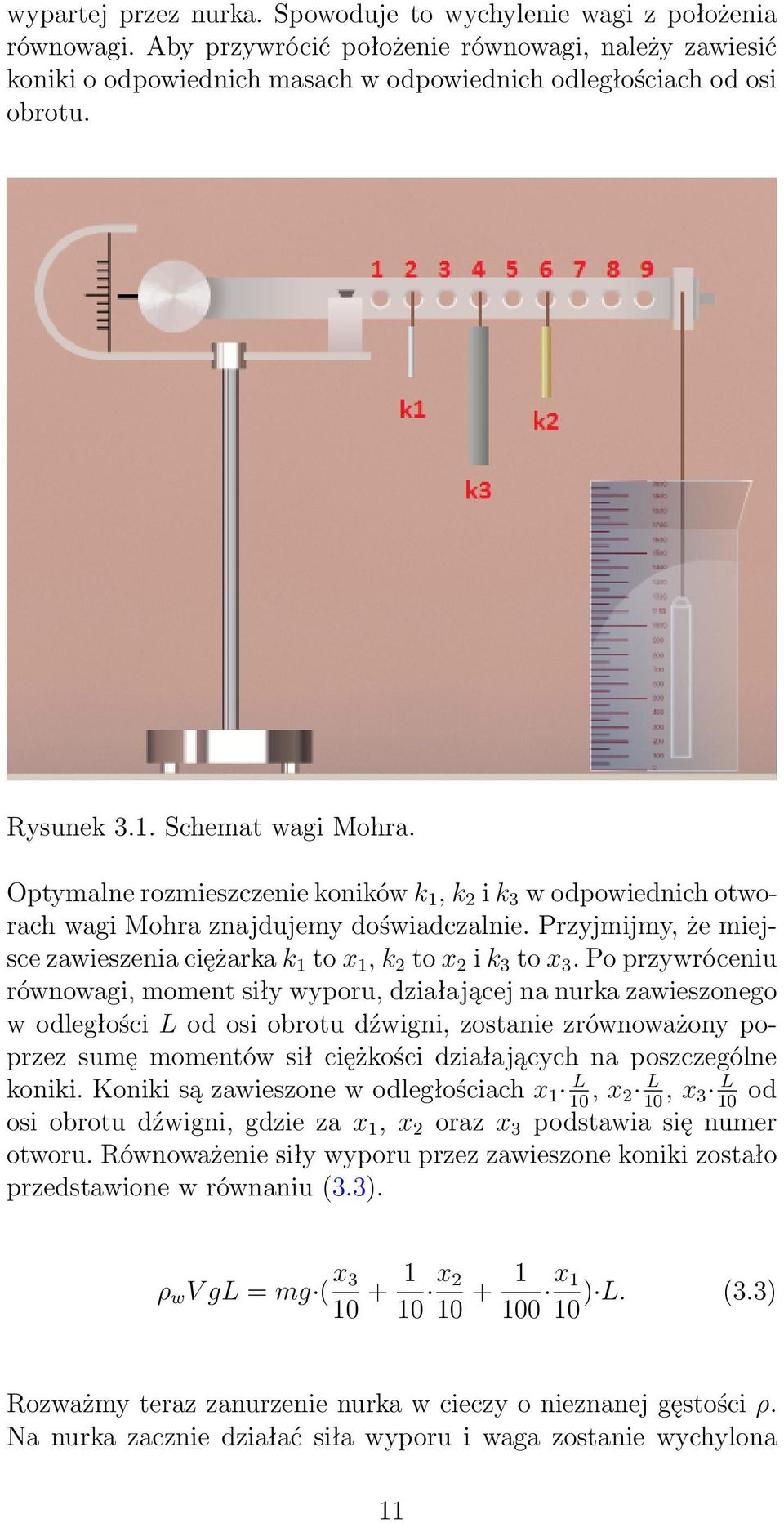 Przyjmijmy, że miejsce zawieszenia ciężarka k 1 to x 1, k 2 to x 2 i k 3 to x 3.