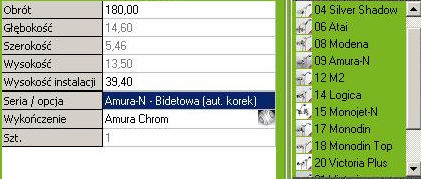 Aby zmienić serię baterii, należy wybrać Zmień serię klikając lewym klawiszem myszki.