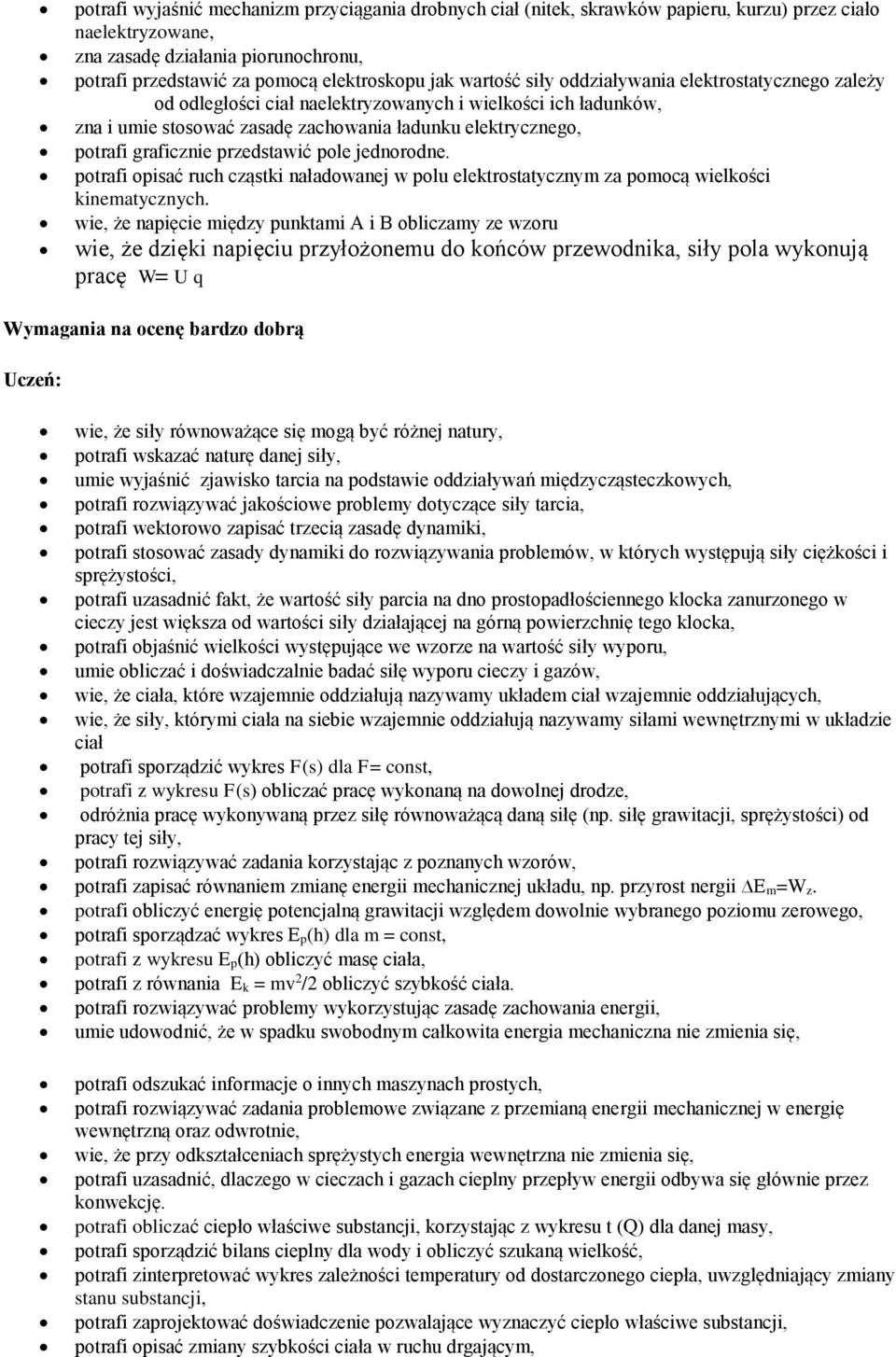 przedstawić pole jednorodne. potrafi opisać ruch cząstki naładowanej w polu elektrostatycznym za pomocą wielkości kinematycznych.