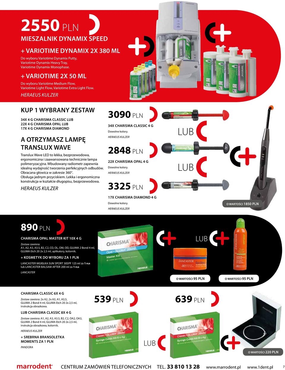 Heraeus Kulzer KUP 1 wybrany ZESTAW 34x 4 g CHARISMA CLASSIC lub 22x 4 g CHARISMA OPAL lub 17x 4 g CHARISMA DIAMOND a OTRZYMASZ LAMPĘ TRANSLUX WAVE Translux Wave LED to lekka, bezprzewodowa,