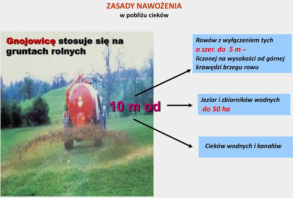 do 5 m liczonej na wysokości od górnej krawędzi brzegu rowu