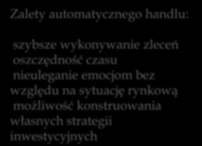 Handel automatyczny to również całkiem nowe wskaźniki i wykresy techniczne tworzone przez użytkowników.