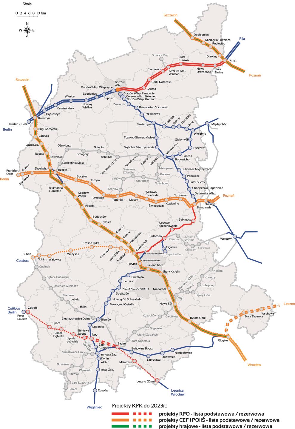 Plany inwestycji w ramach RPO Lubuskie 2020 Rewitalizacja linii kolejowej nr 203 na odcinku Krzyż Gorzów Wielkopolski Modernizacja linii kolejowej nr 358 Zbąszynek