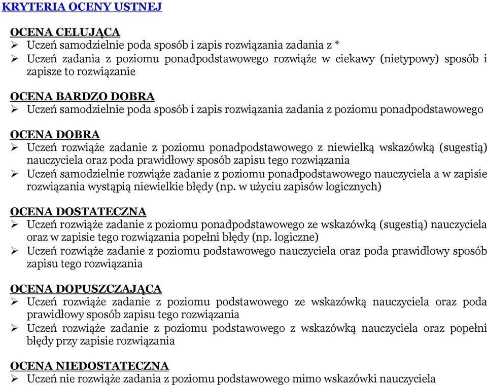 wskazówką (sugestią) nauczyciela oraz poda prawidłowy sposób zapisu tego rozwiązania Uczeń samodzielnie rozwiąże zadanie z poziomu ponadpodstawowego nauczyciela a w zapisie rozwiązania wystąpią