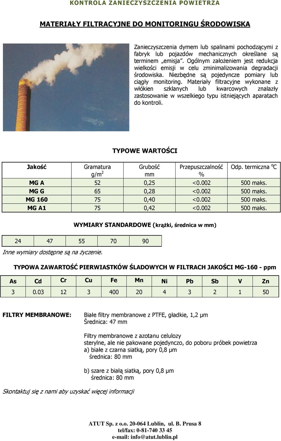 Materiały filtracyjne wykonane z włókien szklanych lub kwarcowych znalazły zastosowanie w wszelkiego typu istniejących aparatach do kontroli.