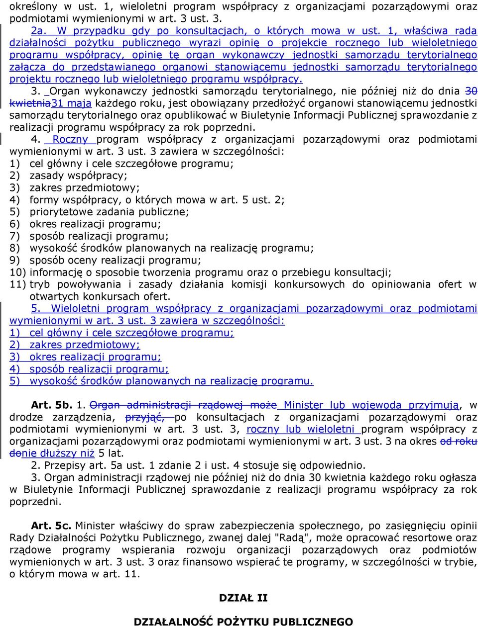 przedstawianego organowi stanowiącemu jednostki samorządu terytorialnego projektu rocznego lub wieloletniego programu współpracy. 3.