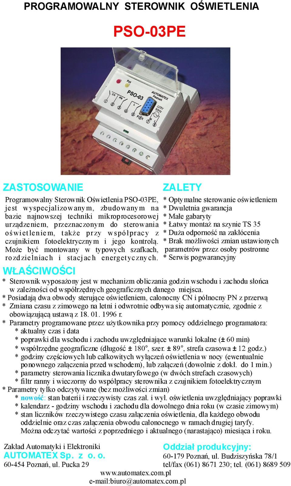 Może być montowany w typowych szafkach, rozd zielniac h i stacj ac h energet ycznych.