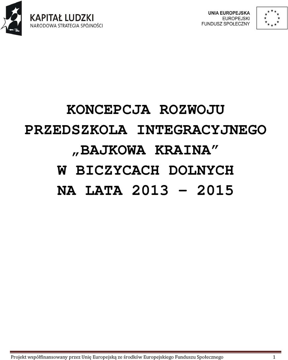 2015 Projekt współfinansowany przez Unię