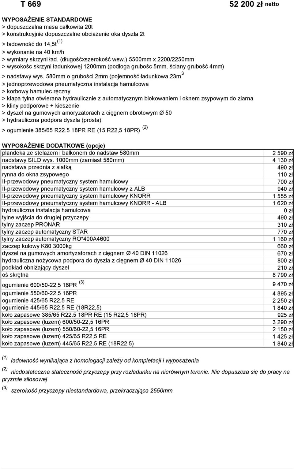 580mm o grubości 2mm (pojemność ładunkowa 23m 3 > klapa tylna otwierana hydraulicznie z automatycznym blokowaniem i oknem zsypowym do ziarna > dyszel na gumowych amoryzatorach z cięgnem obrotowym Ø