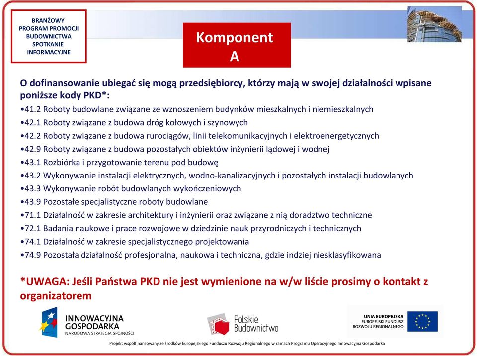 2 Roboty związane z budowa rurociągów, linii telekomunikacyjnych i elektroenergetycznych 42.9 Roboty związane z budowa pozostałych obiektów inżynierii lądowej i wodnej 43.