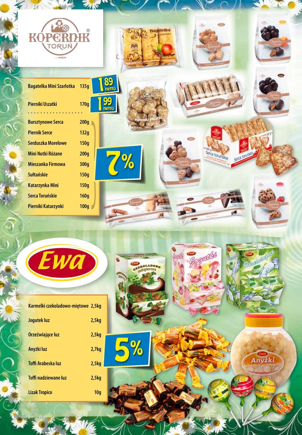 200g Mieszanka Firmowa 300g Sułtańskie 150g Katarzynka Mini 150g Serca Toruńskie 160g Pierniki