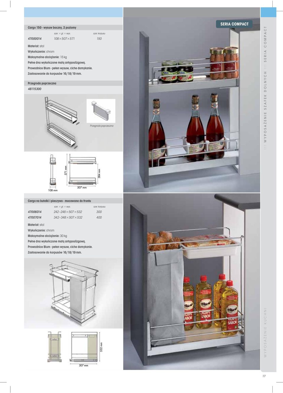 Przegroda poprzeczna 48115300 Przegroda poprzeczna SERIA COMPACT Cargo na butelki i pieczywo - mocowane do frontu 47006014 242 248 507 532 300