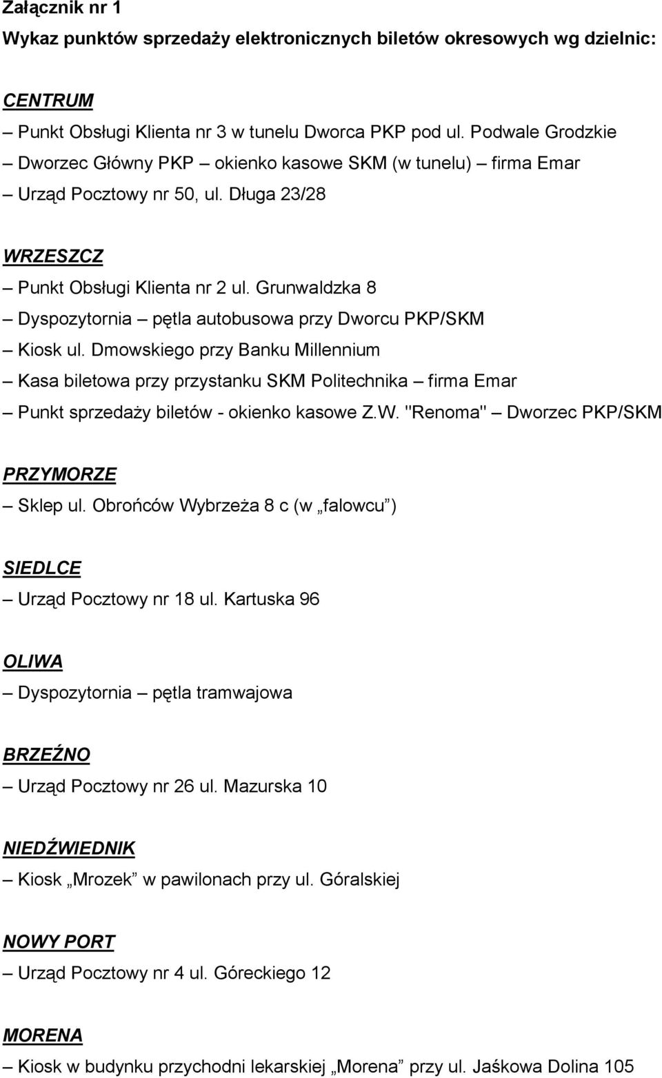 Grunwaldzka 8 Dyspozytornia pętla autobusowa przy Dworcu PKP/SKM Kiosk ul.