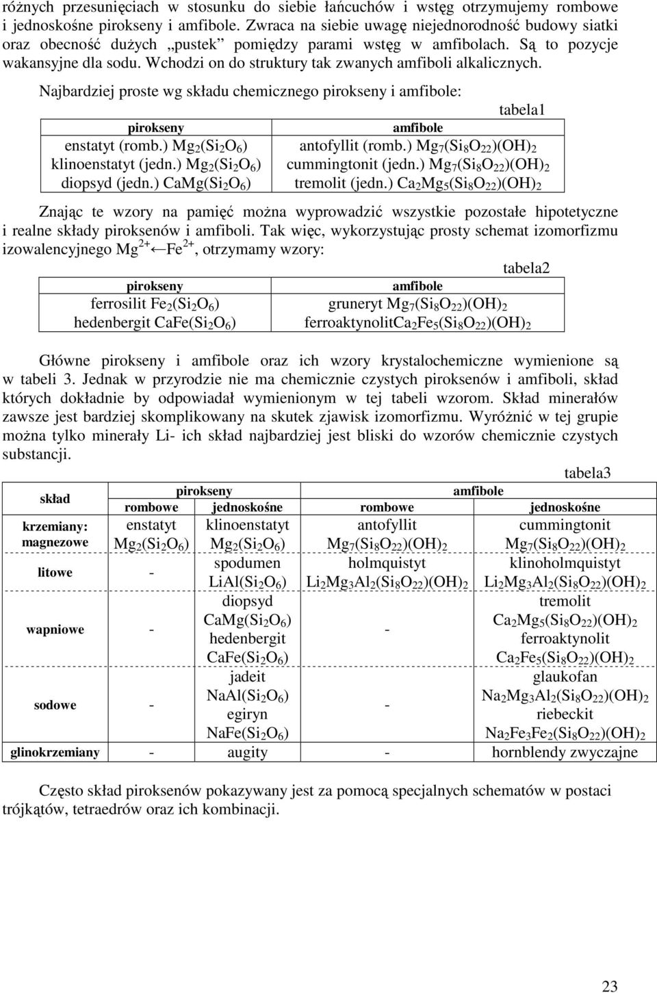 Wchodzi on do struktury tak zwanych amfiboli alkalicznych. Najbardziej proste wg składu chemicznego pirokseny i amfibole: pirokseny enstatyt (romb.) Mg 2 (Si 2 O 6 ) klinoenstatyt (jedn.