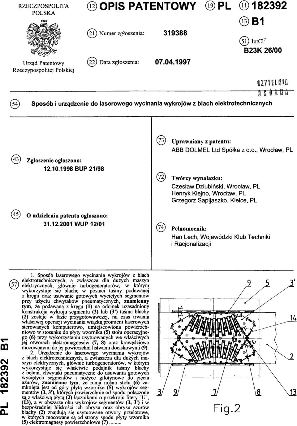 1998 BUP 21/98 (45) O udzieleniu patentu og