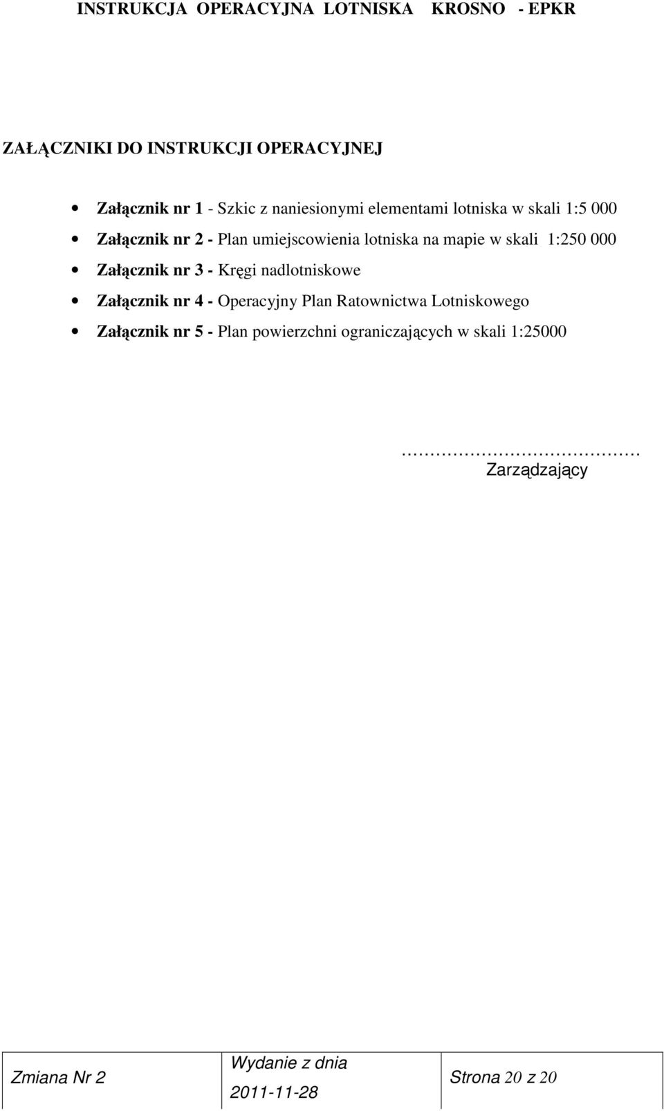 1:250 000 Załącznik nr 3 - Kręgi nadlotniskowe Załącznik nr 4 - Operacyjny Plan Ratownictwa