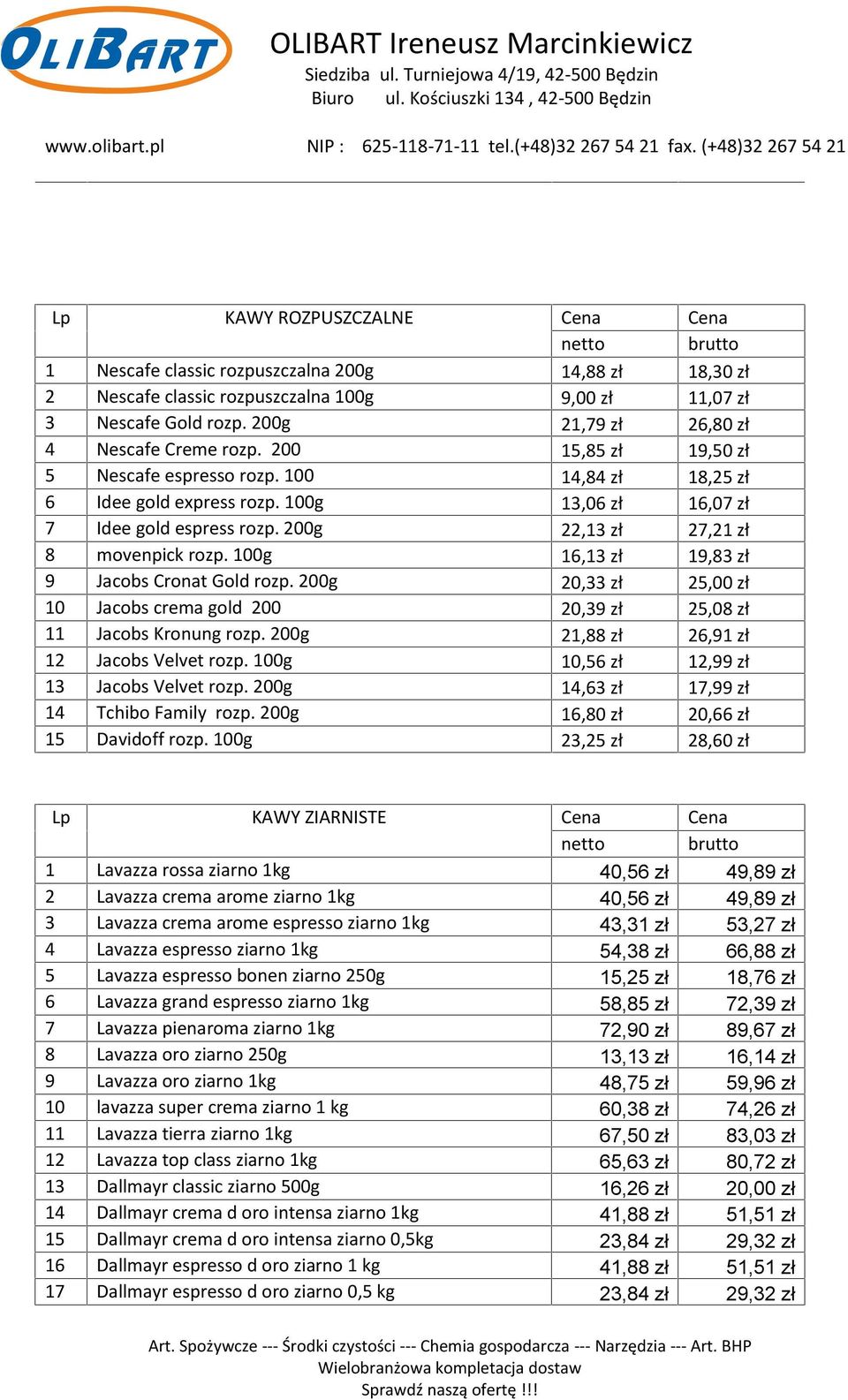 200g 22,13 zł 27,21 zł 8 movenpick rozp. 100g 16,13 zł 19,83 zł 9 Jacobs Cronat Gold rozp. 200g 20,33 zł 25,00 zł 10 Jacobs crema gold 200 20,39 zł 25,08 zł 11 Jacobs Kronung rozp.