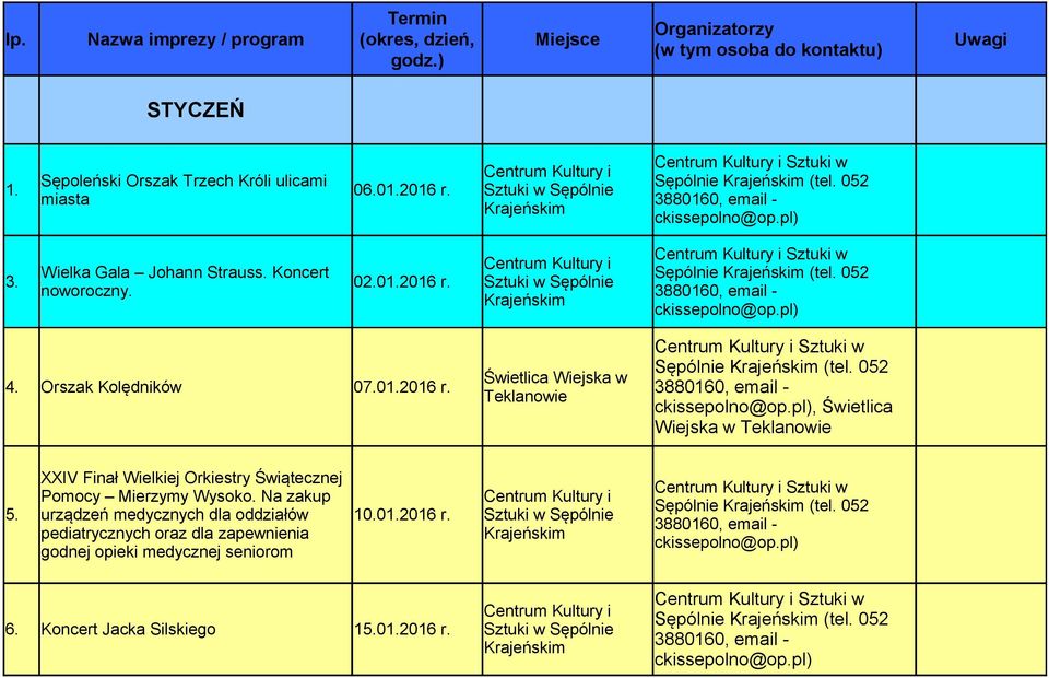 Orszak Kolędników 07.01.2016 r.