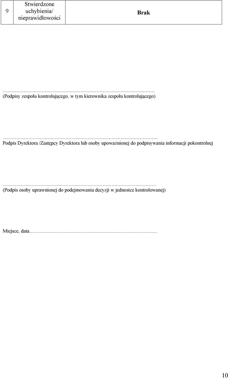 .. Podpis Dyrektora /Zastępcy Dyrektora lub osoby upoważnionej do podpisywania