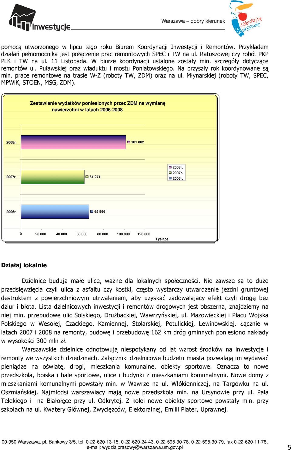 Na przyszły rok koordynowane są min. prace remontowe na trasie W-Z (roboty TW, ZDM) oraz na ul. Młynarskiej (roboty TW, SPEC, MPWiK, STOEN, MSG, ZDM).