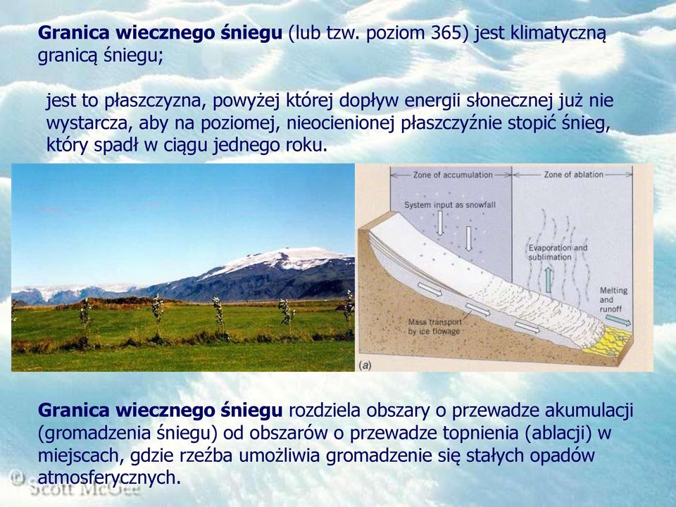 wystarcza, aby na poziomej, nieocienionej płaszczyźnie stopić śnieg, który spadł w ciągu jednego roku.