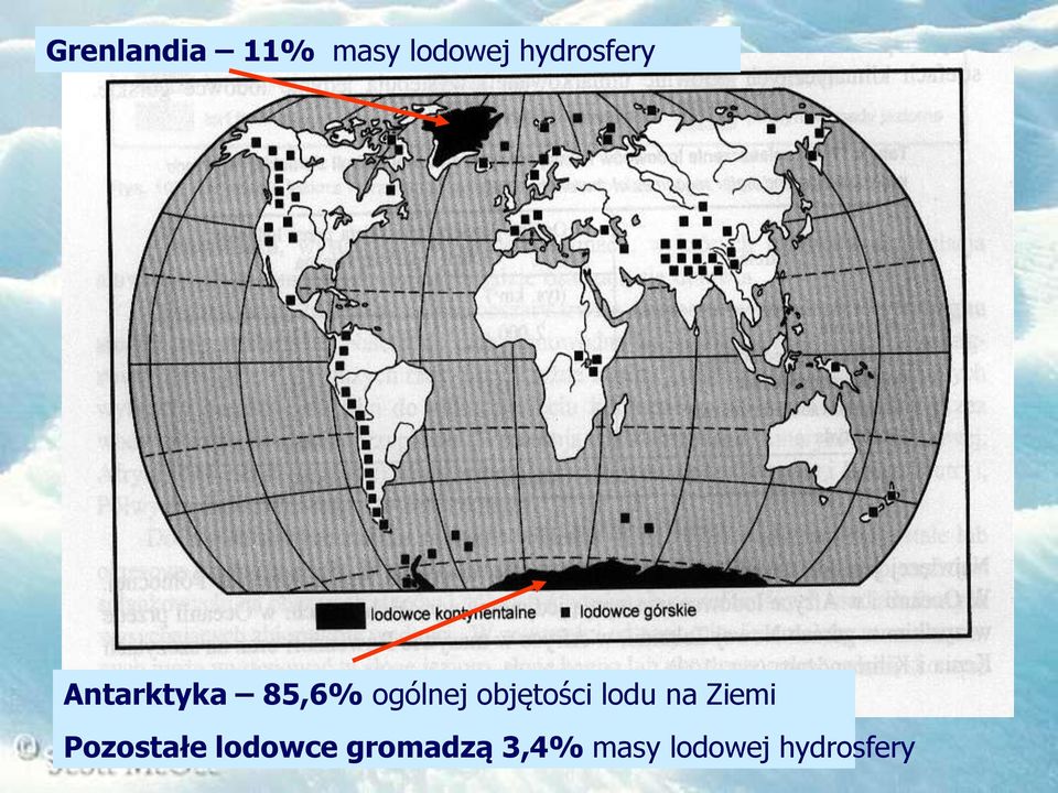 objętości lodu na Ziemi Pozostałe