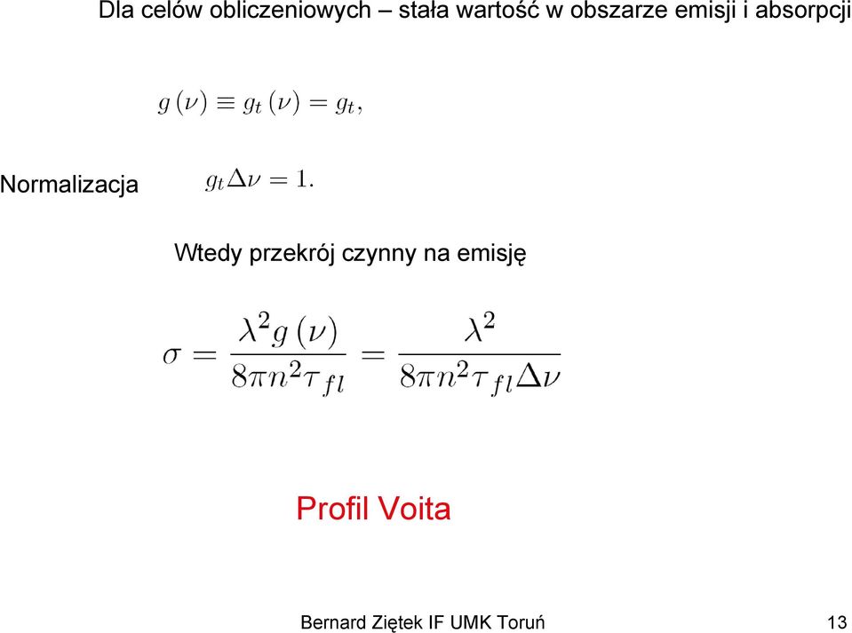 Normalizacja Wtedy przekrój czynny na
