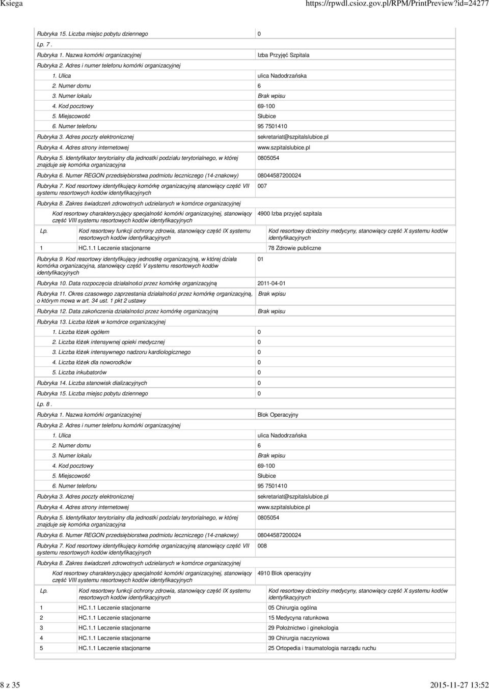 HC.1.1 Leczenie stacjonarne 78 Zdrowie publiczne 8. Blok Operacyjny 3.