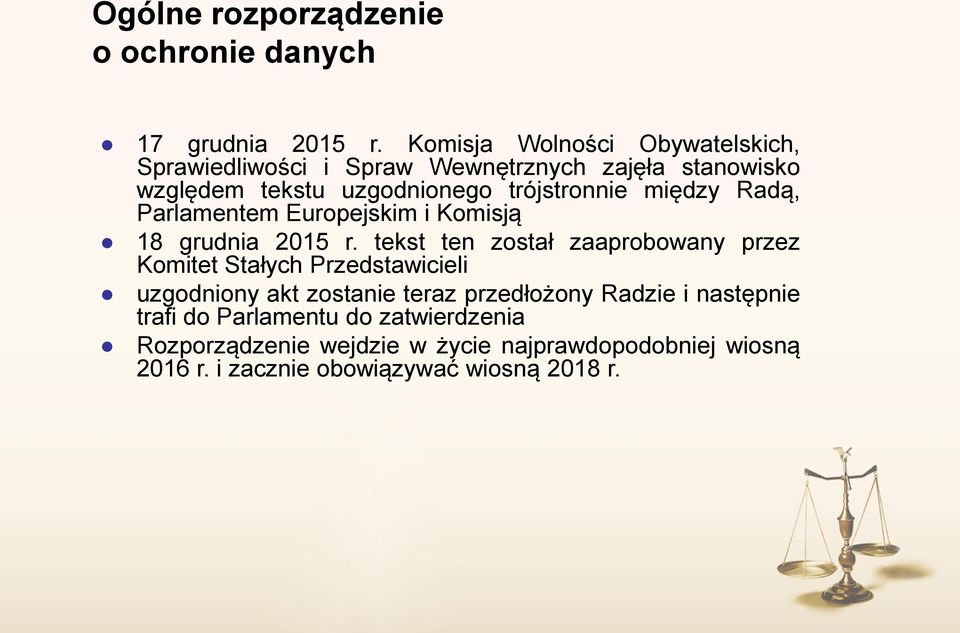 między Radą, Parlamentem Europejskim i Komisją 18 grudnia 2015 r.