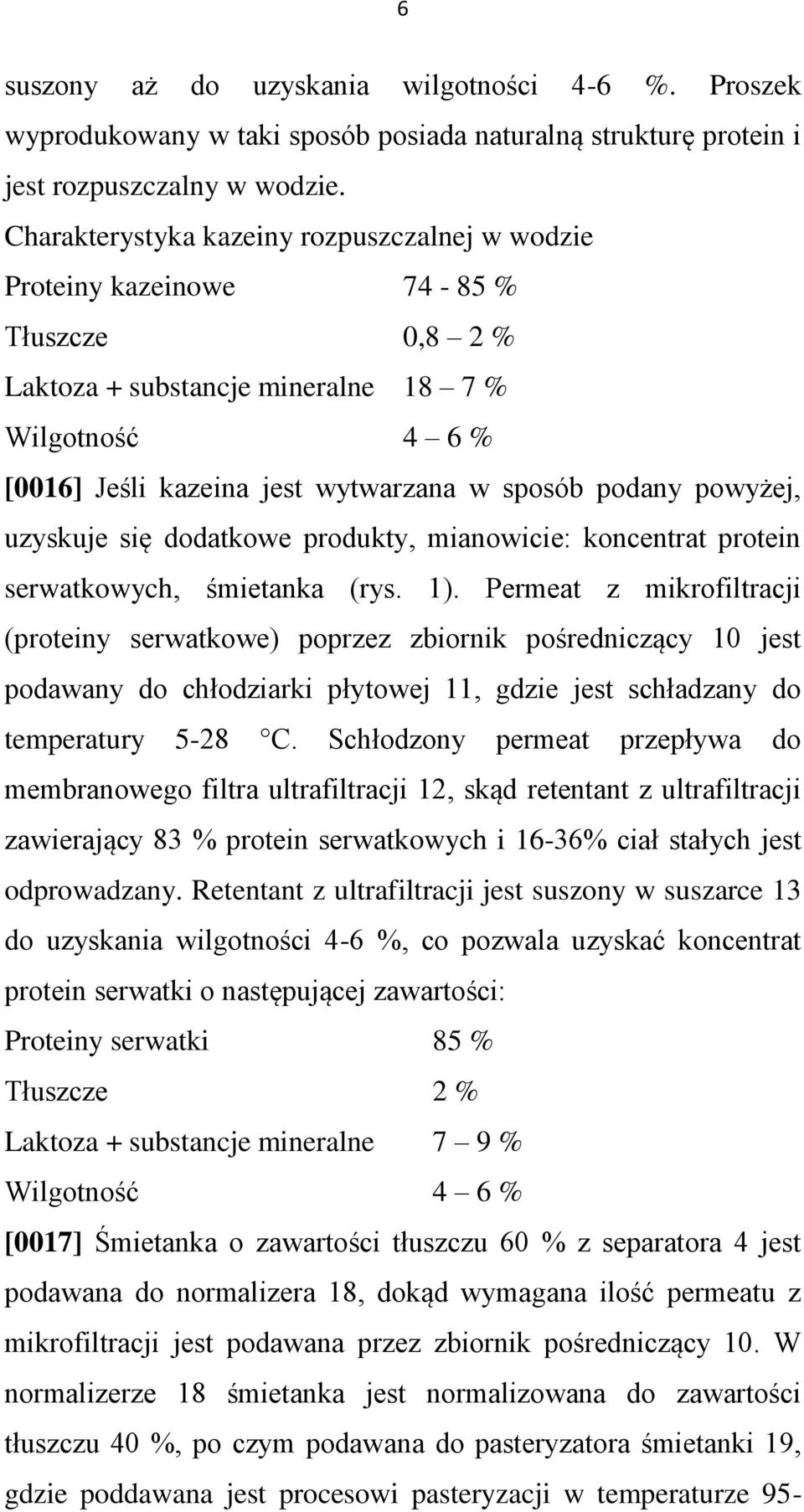 powyżej, uzyskuje się dodatkowe produkty, mianowicie: koncentrat protein serwatkowych, śmietanka (rys. 1).