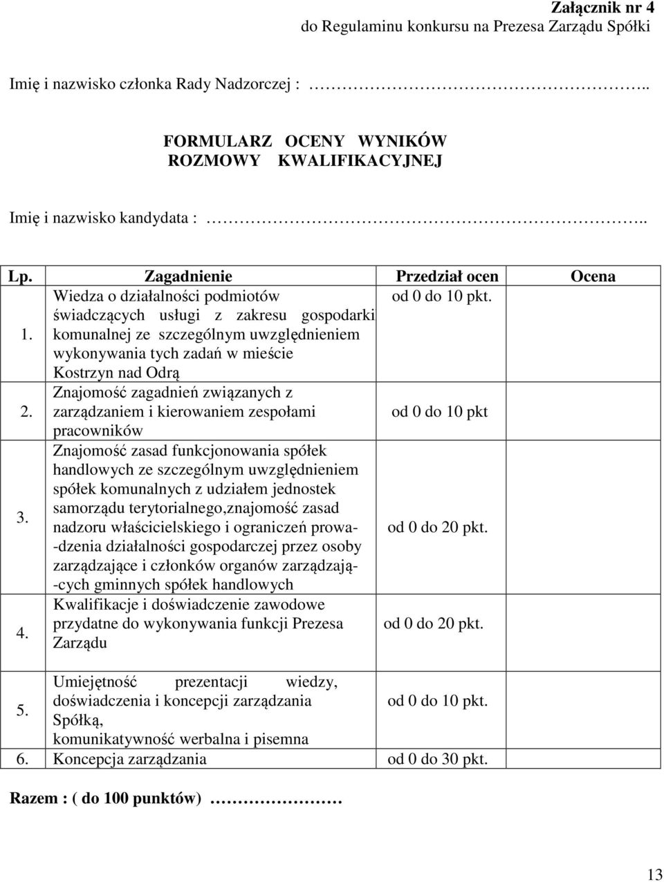 pkt. 1. świadczących usługi z zakresu gospodarkik komunalnej ze szczególnym uwzględnieniem wykonywania tych zadań w mieście Kostrzyn nad Odrą 2.