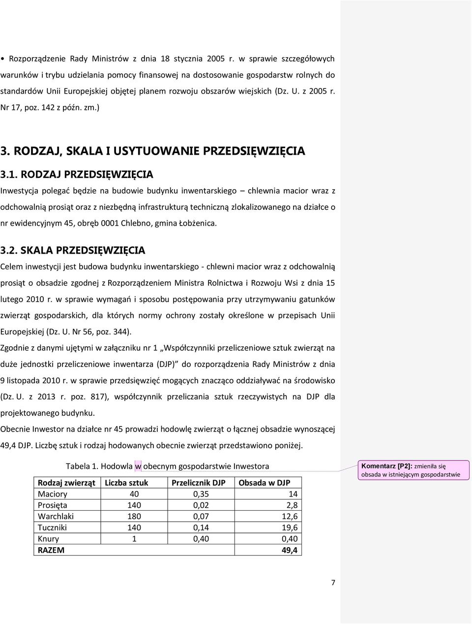 Nr 17, poz. 142 z późn. zm.) 3. RODZAJ, SKALA I USYTUOWANIE PRZEDSIĘWZIĘCIA 3.1. RODZAJ PRZEDSIĘWZIĘCIA Inwestycja polegać będzie na budowie budynku inwentarskiego chlewnia macior wraz z odchowalnią