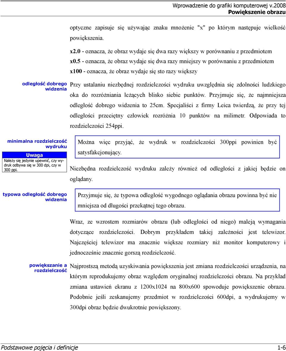 0 - oznacza, że obraz wydaje się dwa razy większy w porównaniu z przedmiotem x0.