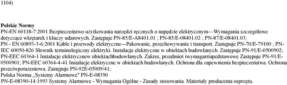 Zastępuje PN-70/E-79100 ; PN- IEC 60050-826 Słownik terminologiczny elektryki. Instalacje elektryczne w obiektach budowlanych.