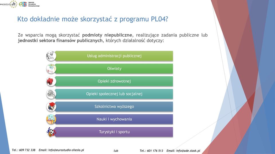 jednostki sektora finansów publicznych, których działalność dotyczy: Usług