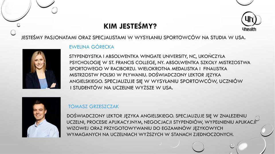 WIELOKROTNA MEDALISTKA I FINALISTKA MISTRZOSTW POLSKI W PŁYWANIU. DOŚWIADCZONY LEKTOR JĘZYKA ANGIELSKIEGO.