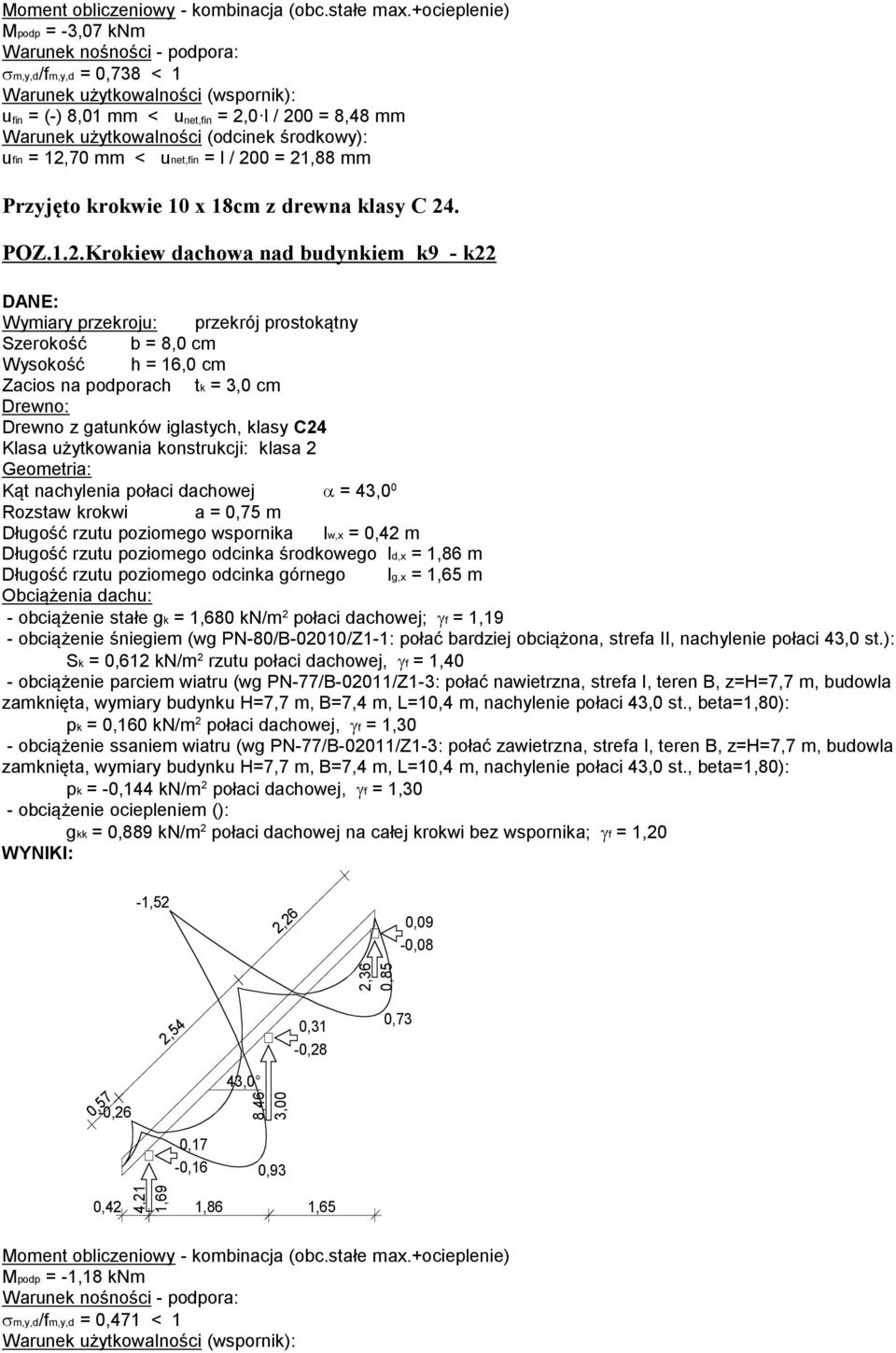 (odcinek środkow): ufin = 12,