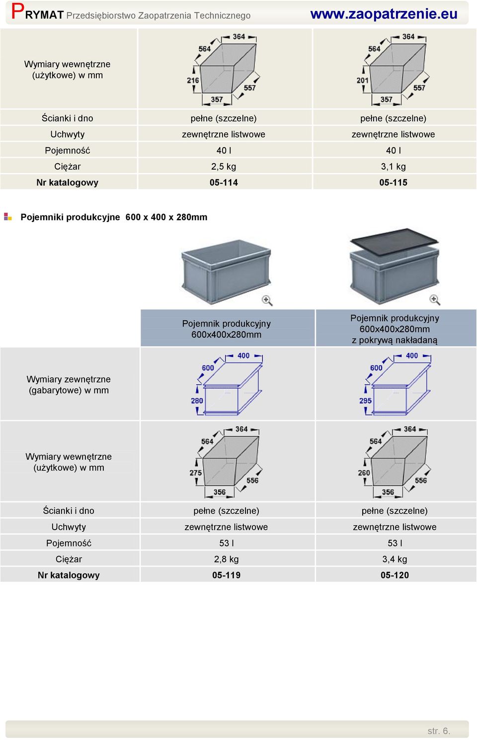 400 x 280mm 600x400x280mm 600x400x280mm Pojemność 53