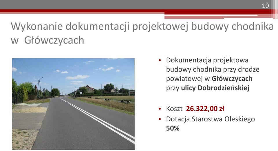 przy drodze powiatowej w Główczycach przy ulicy