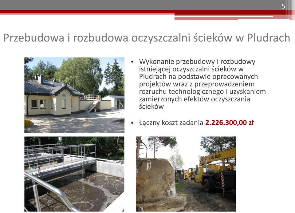 opracowanych projektów wraz z przeprowadzeniem rozruchu technologicznego i