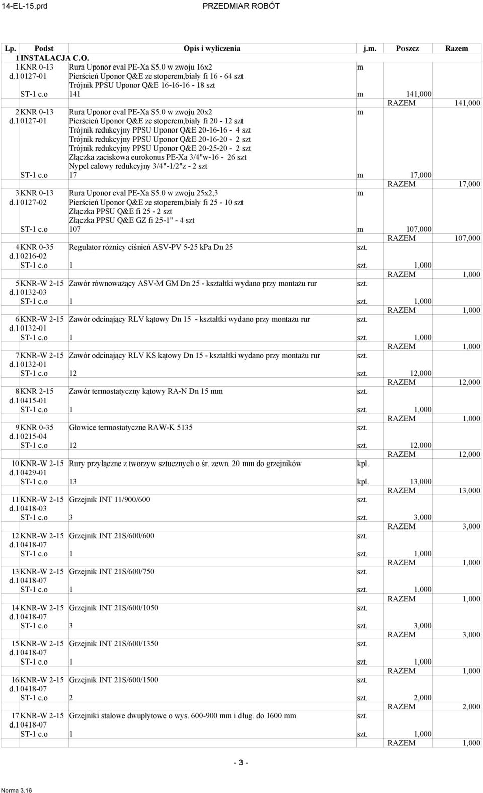 127- Pierścień Uponor Q&E ze stopere,biały fi 20-12 szt Trójnik redukcyjny PPSU Uponor Q&E 20-16-16-4 szt Trójnik redukcyjny PPSU Uponor Q&E 20-16-20-2 szt Trójnik redukcyjny PPSU Uponor Q&E