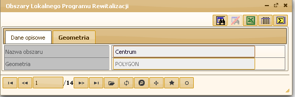 3.3 Obszar lokalnego programu rewitalizacji Obiekt zawiera opis atrybutowy oraz geometryczny dot. pojedyńczego obszaru lokalnego programu rewitalizacji.