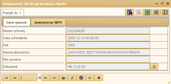 2 Strategia rozwoju miasta (SRM) Ewidencja dokumentów dot.