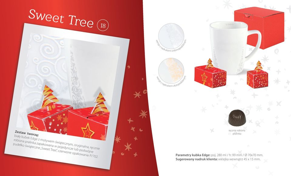 lub podwójne pudełko świąteczne Sweet Tree, czerwone opakowanie P/702.